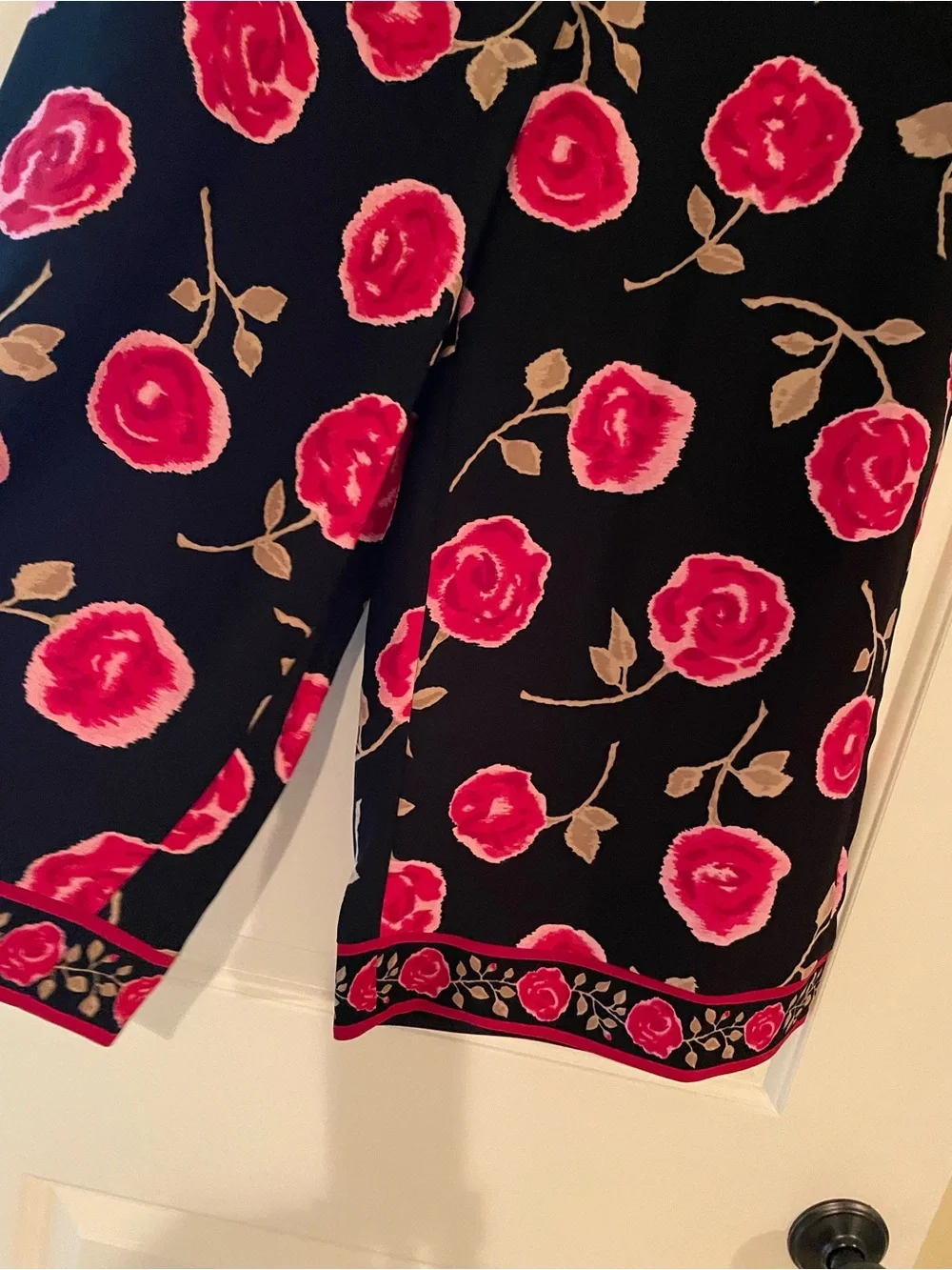 kate spade Black Pants with Pink and Beige Floral Print